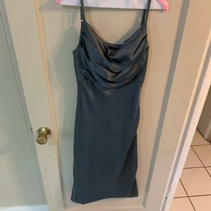 Revelry Sky Midi Satin Dress. Color: Eucalyptus. Size: 4.